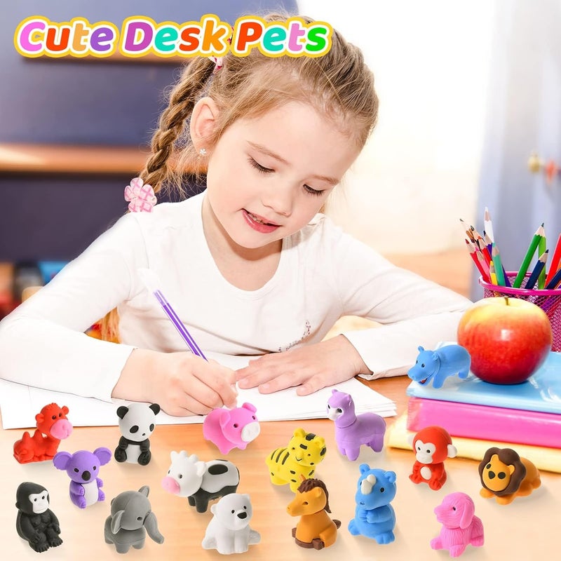 Kaemi 120Pcs Animal Erasers for Kids Desk Pets Bulk 3D Erasers Take Apart Pencil Puzzle Erasers Toys for Party Favors Treasure Box Games Prizes - Image 3